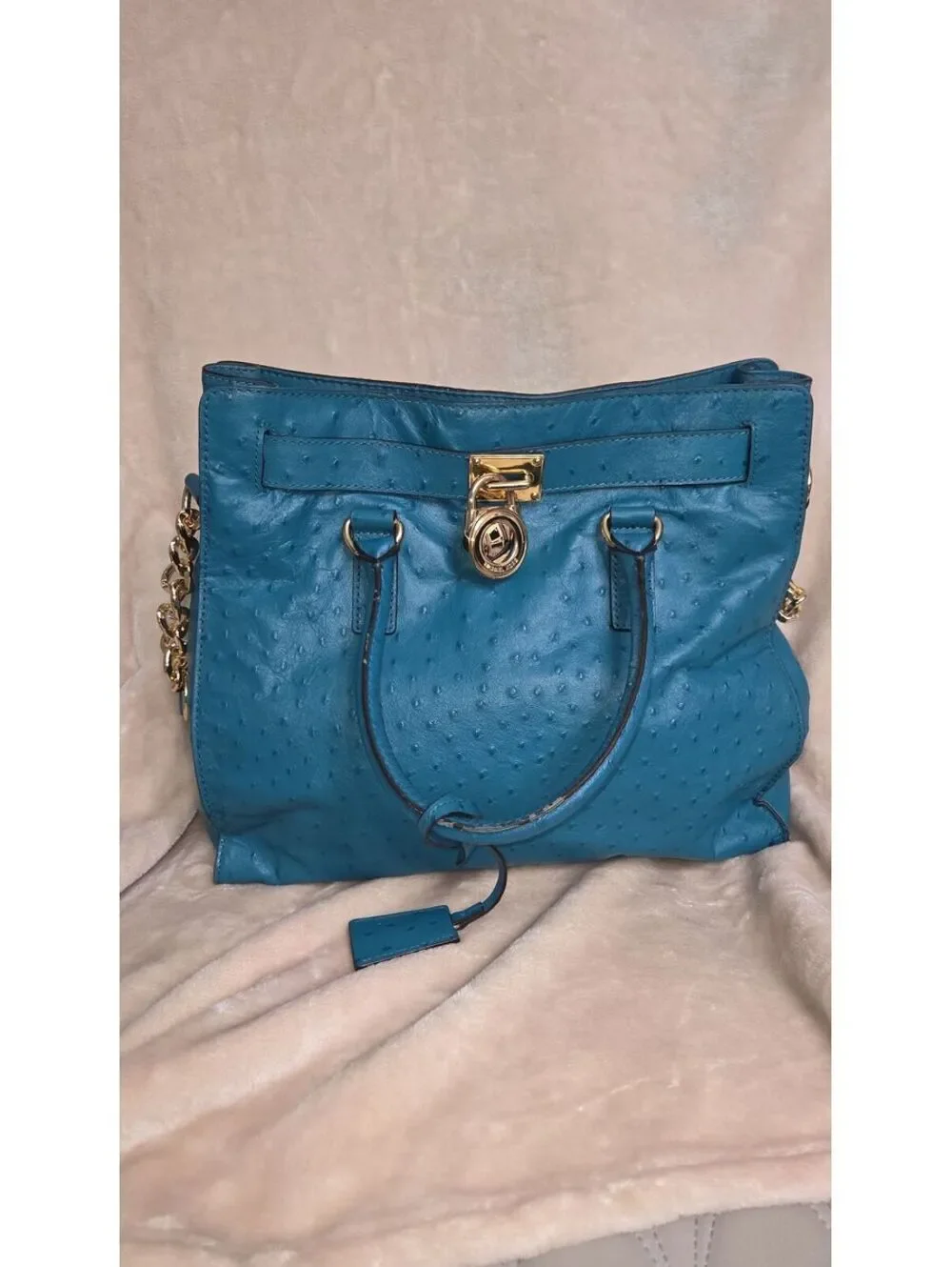 65. Michael Kors Blue/Teal Ostrich Hamilton